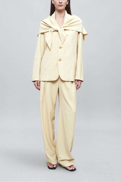 Draped Blazer – Elegant Scarf-Lapel Design