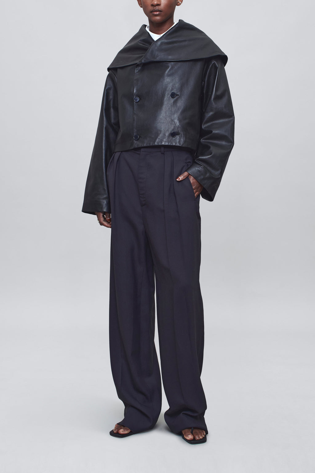 Shawl Jacket – Genuine Lambskin Sophisticated Drape