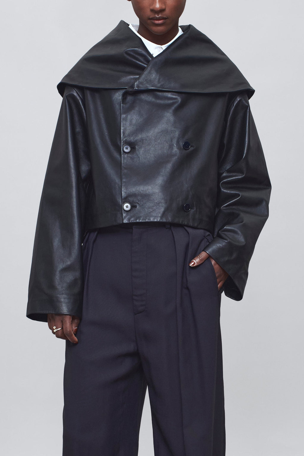 Shawl Jacket – Genuine Lambskin Sophisticated Drape