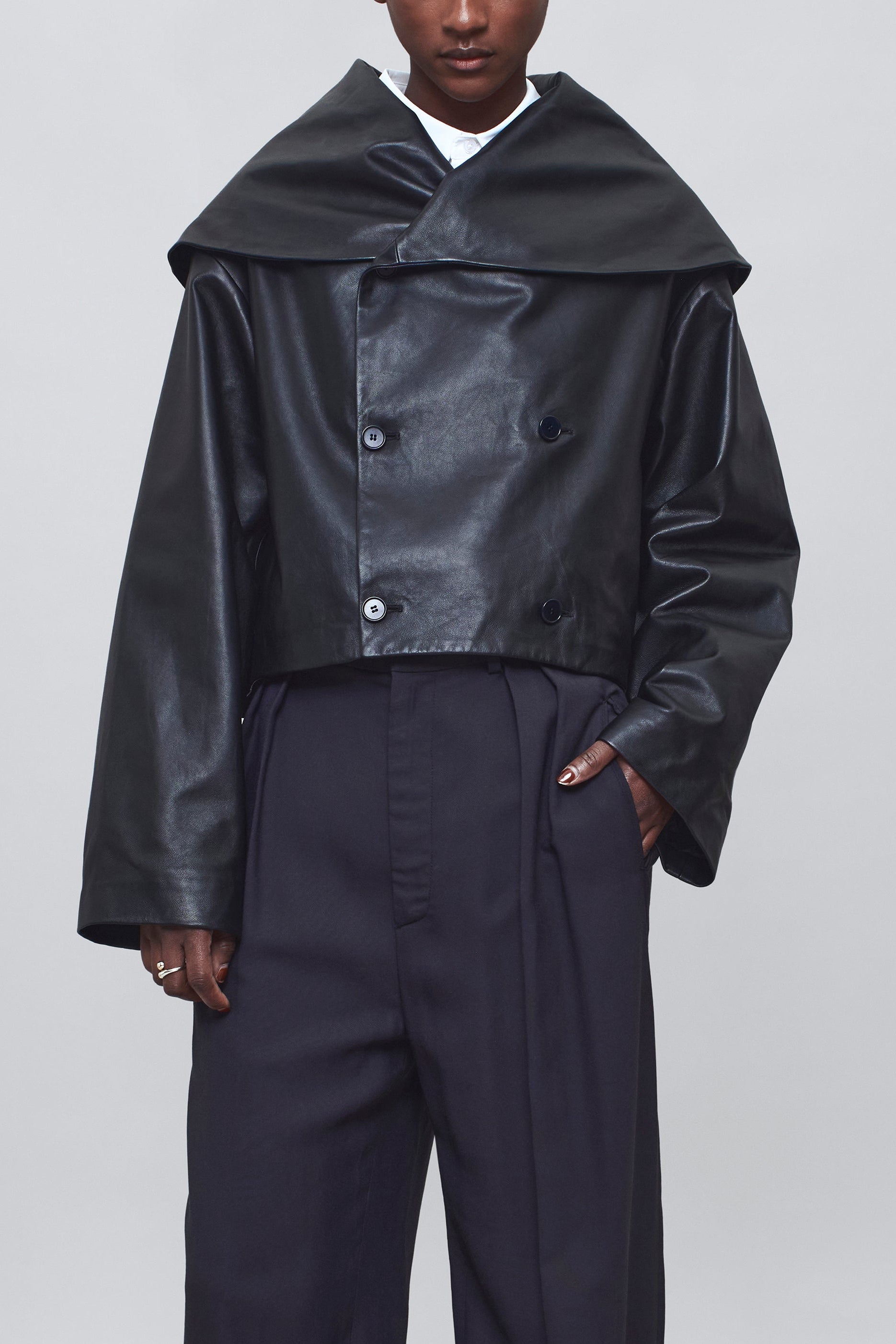 Shawl Jacket – Genuine Lambskin Sophisticated Drape