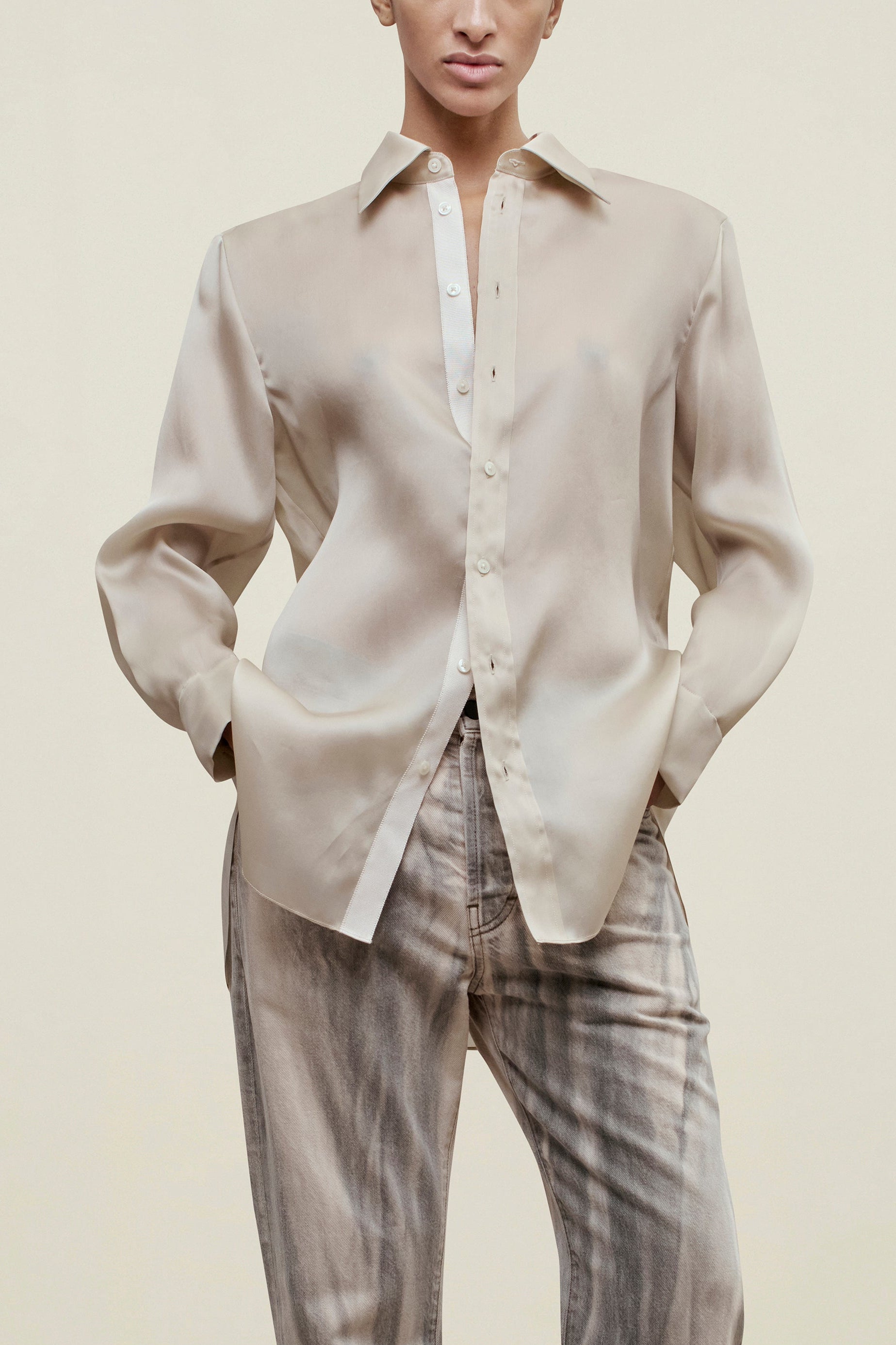 Organza Satin Face Shirt – Sleek Modern Layering