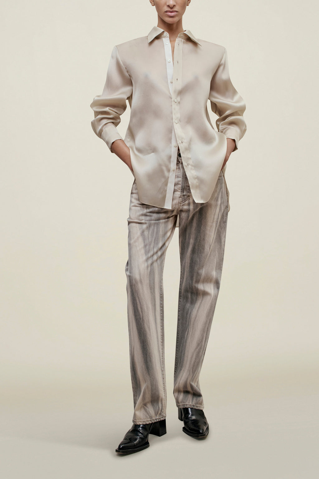 Organza Satin Face Shirt – Sleek Modern Layering