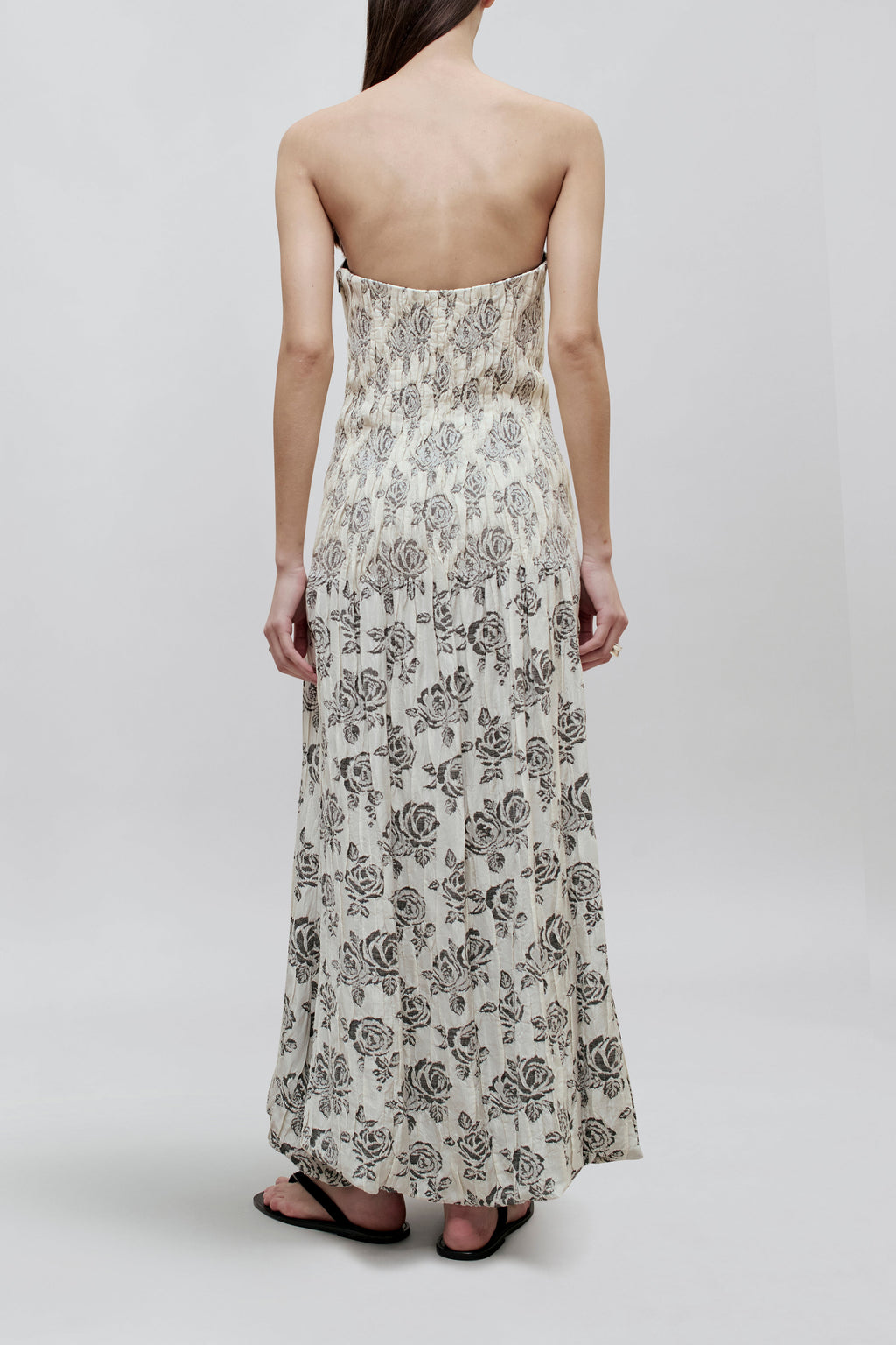 Blanche Gown in Rose Brocade – Romantic Floral Opulence