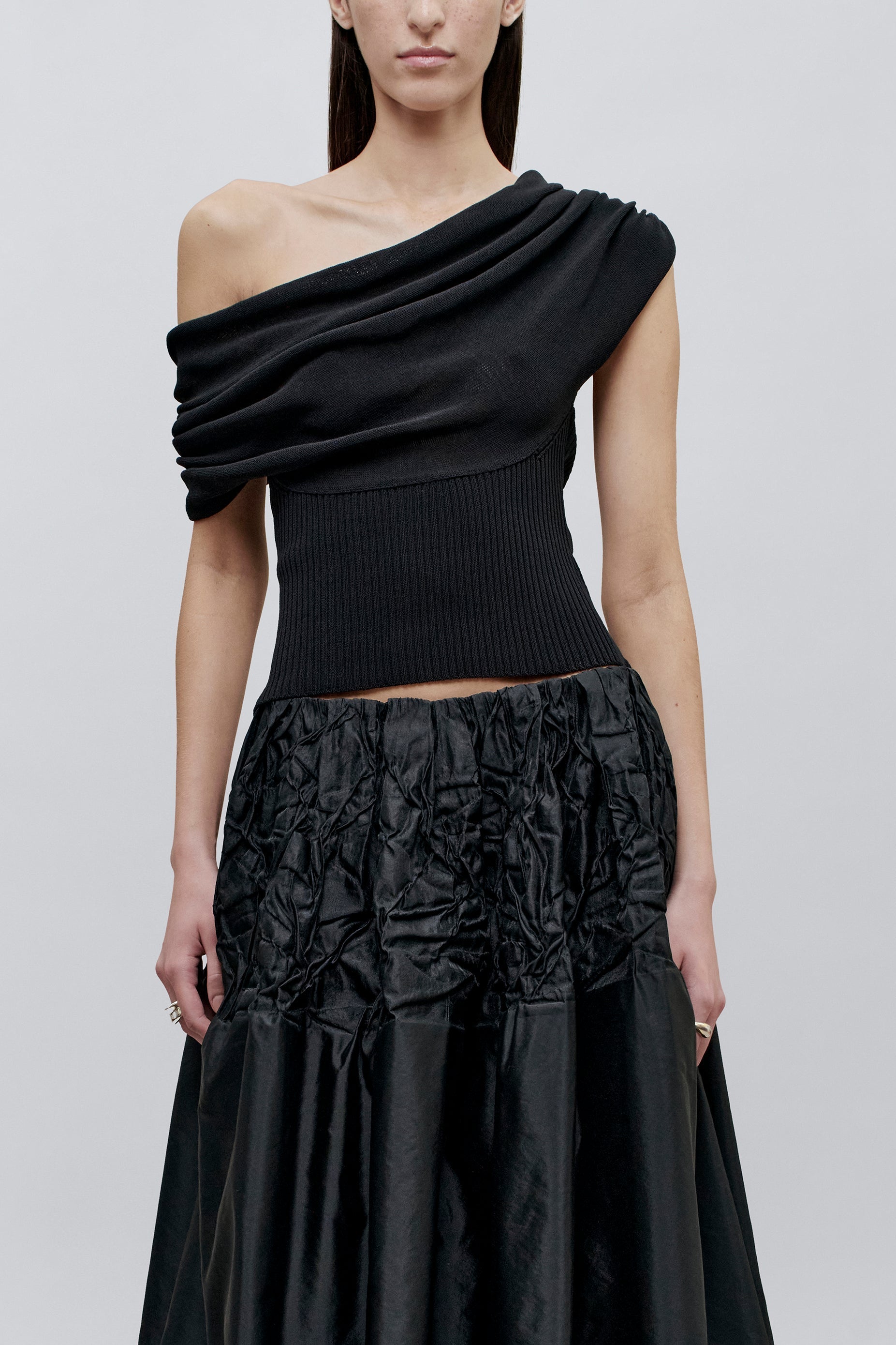 Cowl Neck Tank – Cotton Nylon (Classic Black)